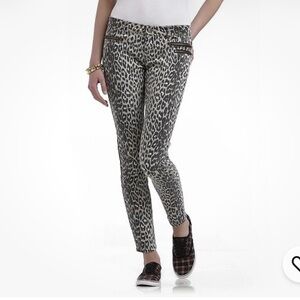 BONGO Black and White Animal Print Juniors XL Pants 3 Front Zippers Fitted Y2K